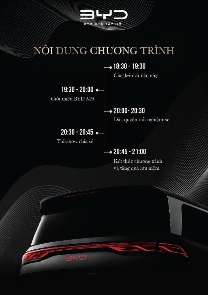 Lịch trình sự kiện ra mắt BYD M9